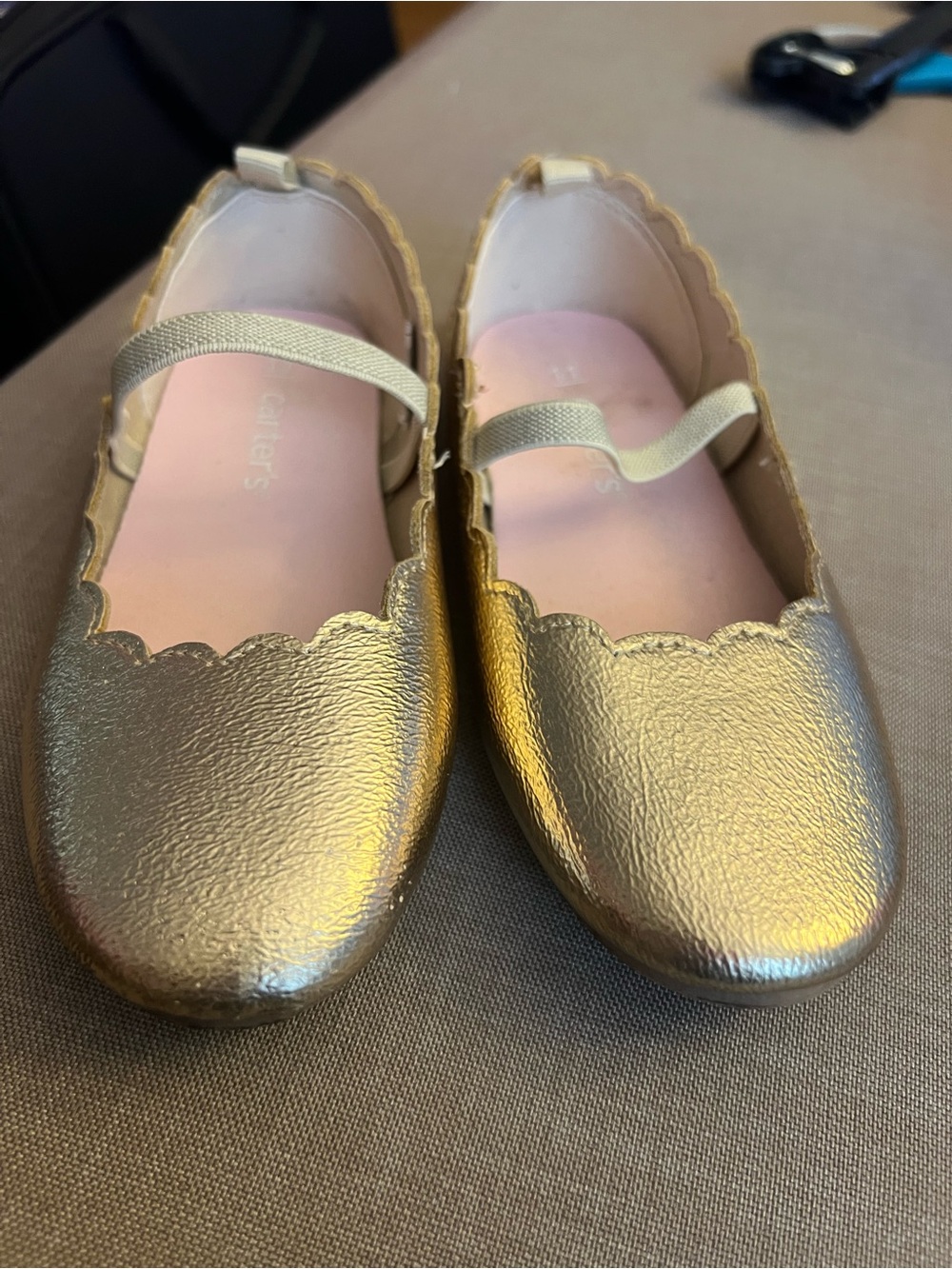 Girls' Gold Scalloped Mary Jane Flats - Carters